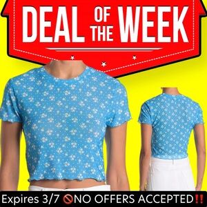 🔥🆕 BCBGENERATION Floral Mesh Crop Top sheer blue size large